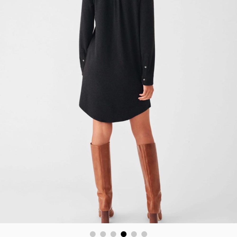 Faherty Legend Sweater Shirt Dress Heathered Black Button-Front Ling-Sleeve S - Picture 2 of 8